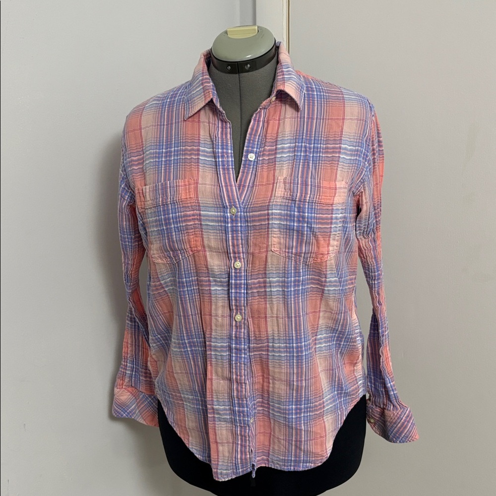 GAP Voile Plaid Button Down Shirt - Picture 2 of 5